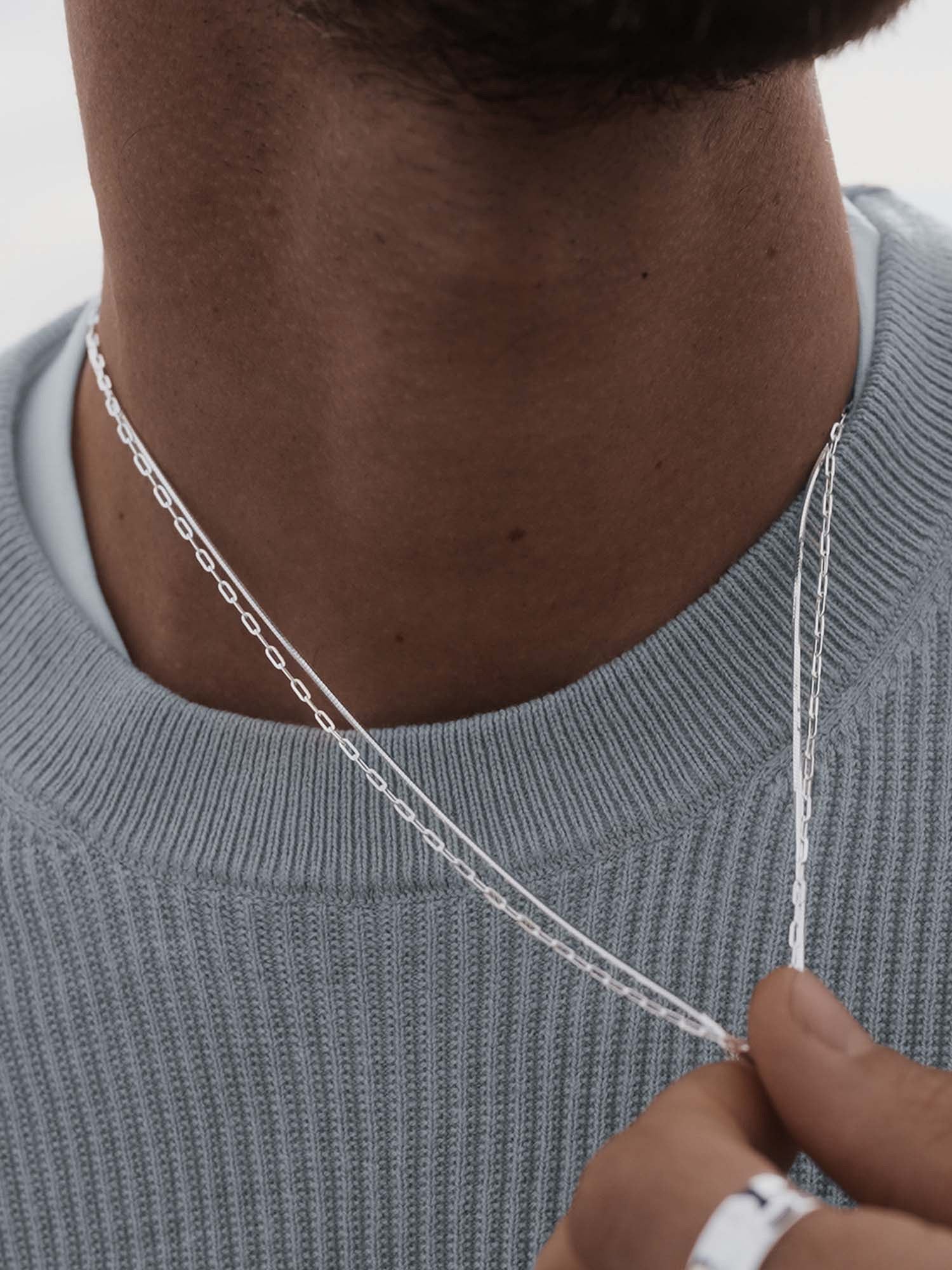 OCTAGON CHAIN NECKLACE IN SILVER - Image 3
